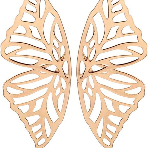 Butterfly Golden Big Earrings - Picture 3 of 6